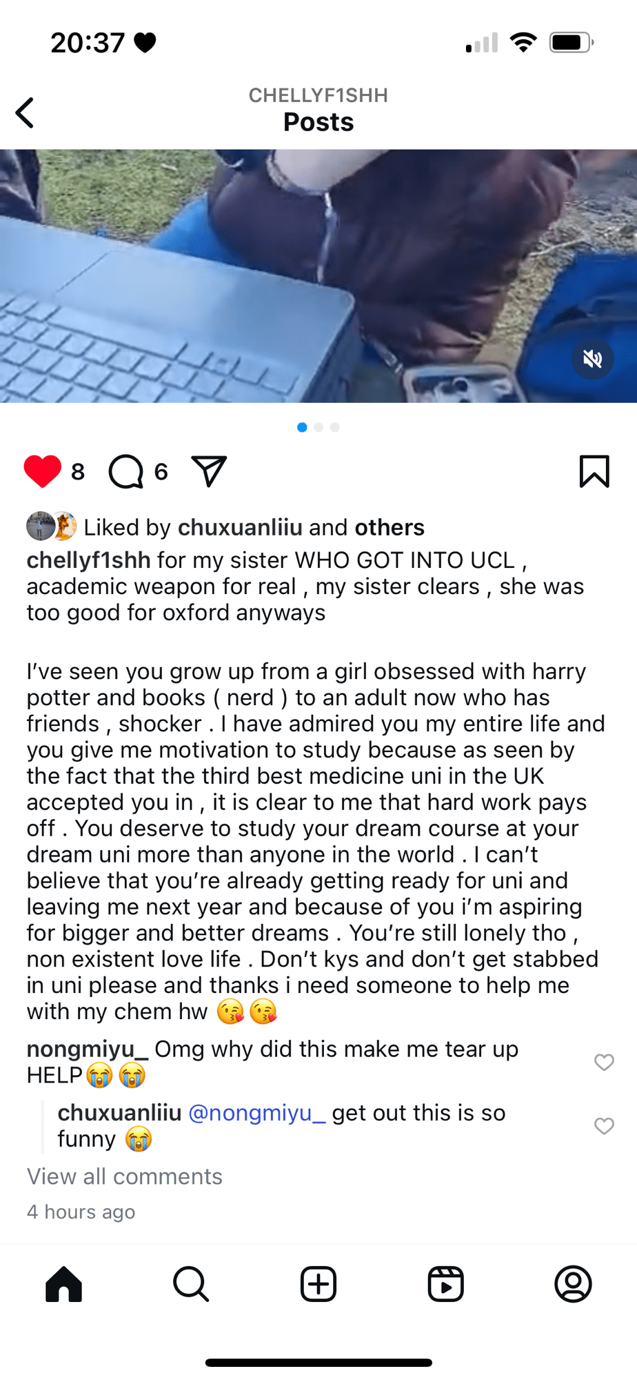 芊大小姐被UCL医学院录取